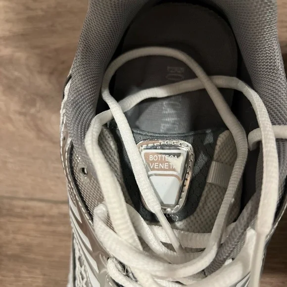 Bottega Style White and Gray Athletic Sneakers - Picture 6 of 6